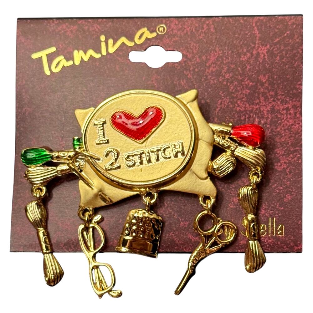 Wholesale Bulk Lot 12 Gold Tone I Love 2 Stitch and Accessories Brooches Pins